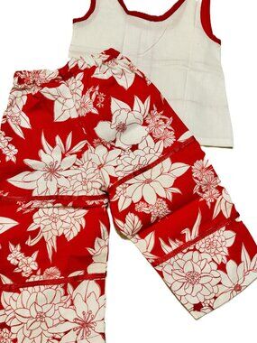Red and White Kid's Capri Set - Handmade